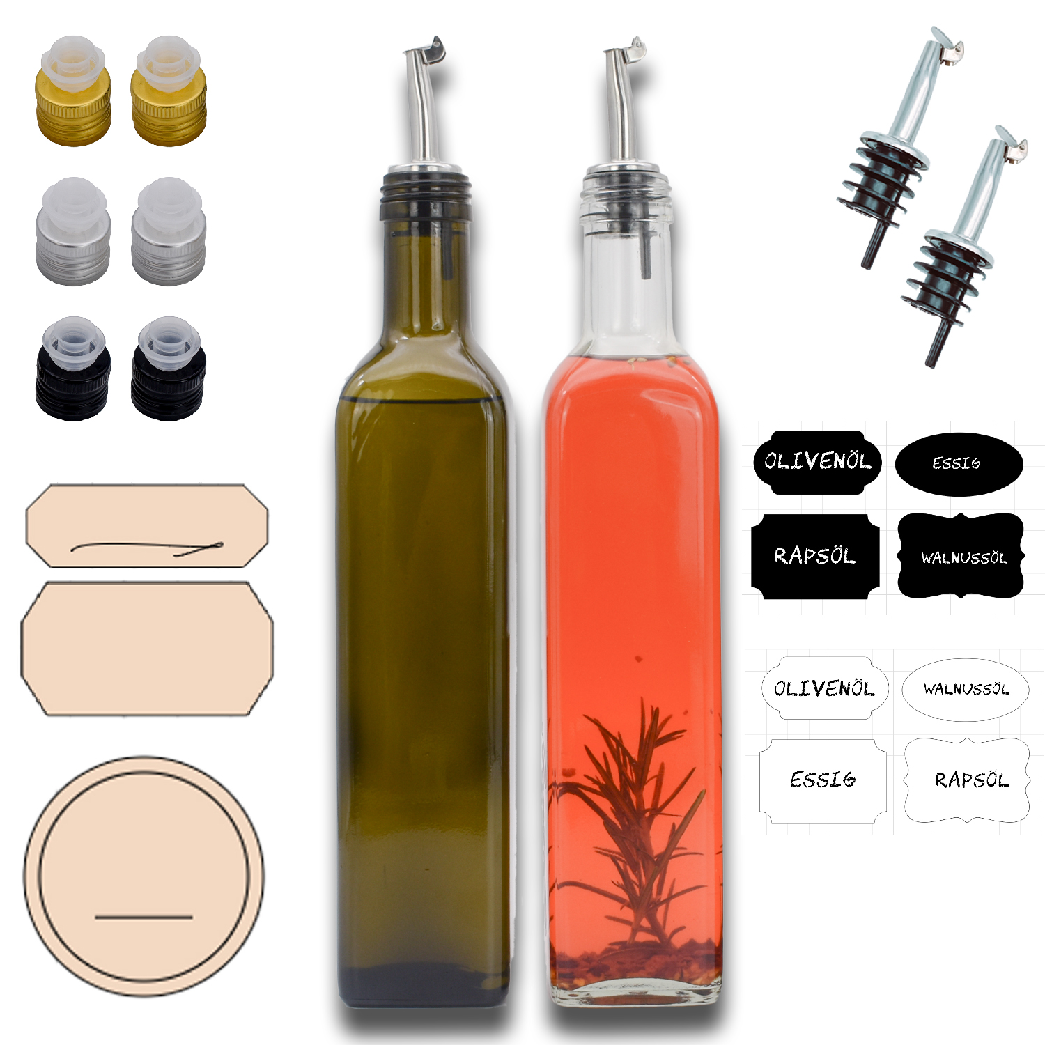 Westmark 2 Spirituosen-/Öl-/Essig-Ausgießer für Flaschen mit ... mit Kläppchen 