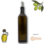 Ölflasche mit Ausgießer aus Edelstahl, 1 Liter in Schriftart Kraftpapier 3