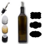 Olivenöl Öl Flasche Essigflasche mit Ausgießer und 3 Kraftpapier zum Beschriften