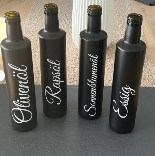 Olivenöl Rapsöl Sonnenblumenöl Essig Flaschen schwarz matt - 500 ml Hingucker photo review