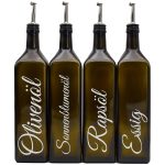 Olivenöl Flasche Sonnenblumenöl Essig Rapsöl 4×1 Liter mit Edelstahl Ausgießer
