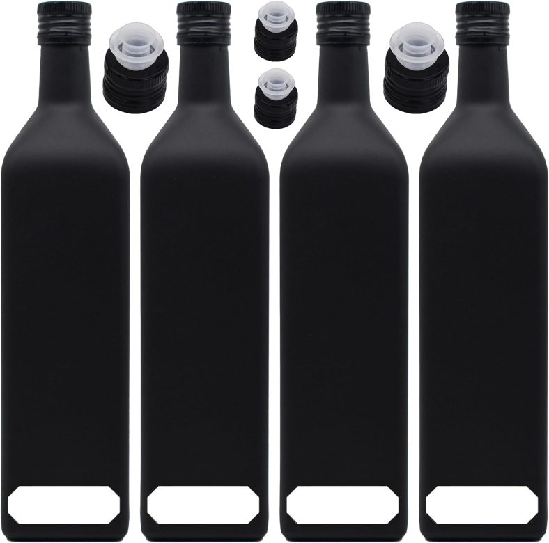 Tutamaz Ölflasche 1L Glas - Ölspender Mit Messskala & Griff Für Küche & Grill