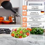 Glasflasche 1 Liter zum Befüllen mit Free-Flow-Edelstahlausgießer und Etiketten – für Olivenöl, Essig, Öl 1000 ml