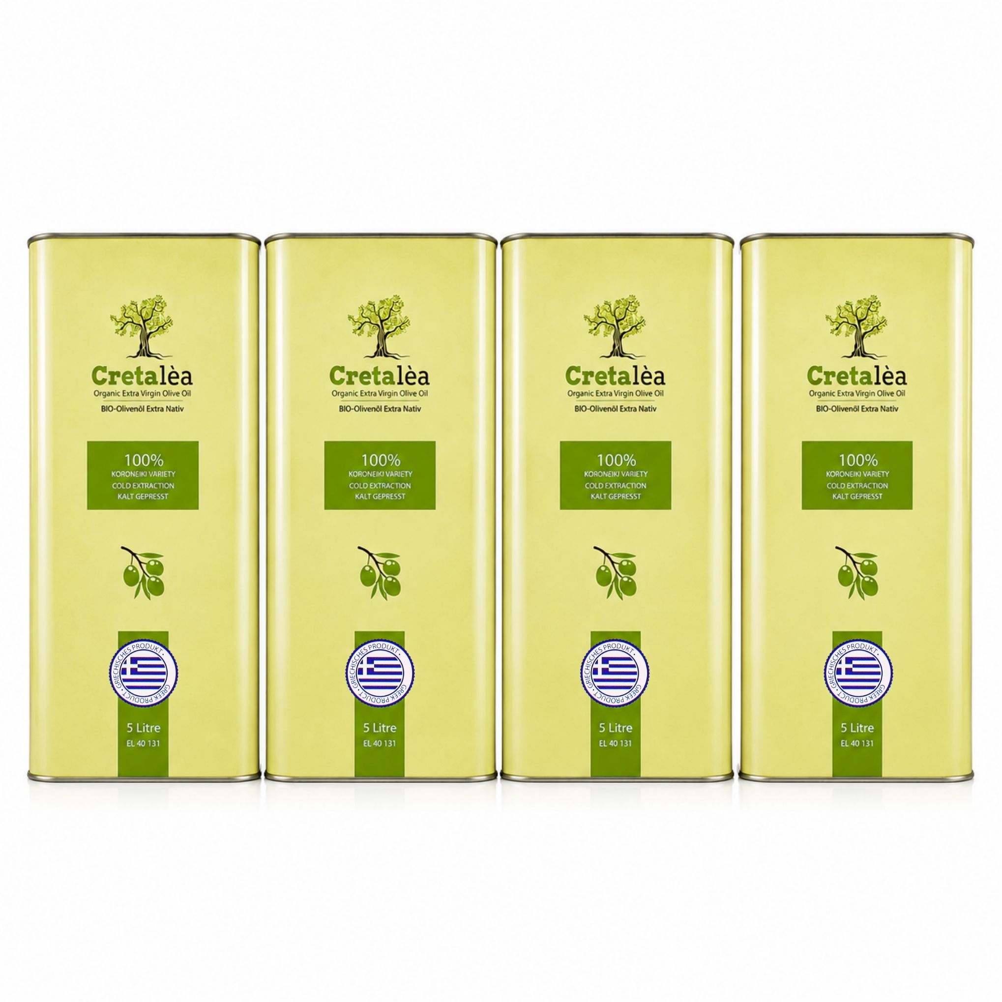 Olivenöl 4x5 Liter Bio - Extra Nativ aus Kreta, Griechenland - Cretalea - Neue Ernte, erste Güteklasse - kaltgepresst