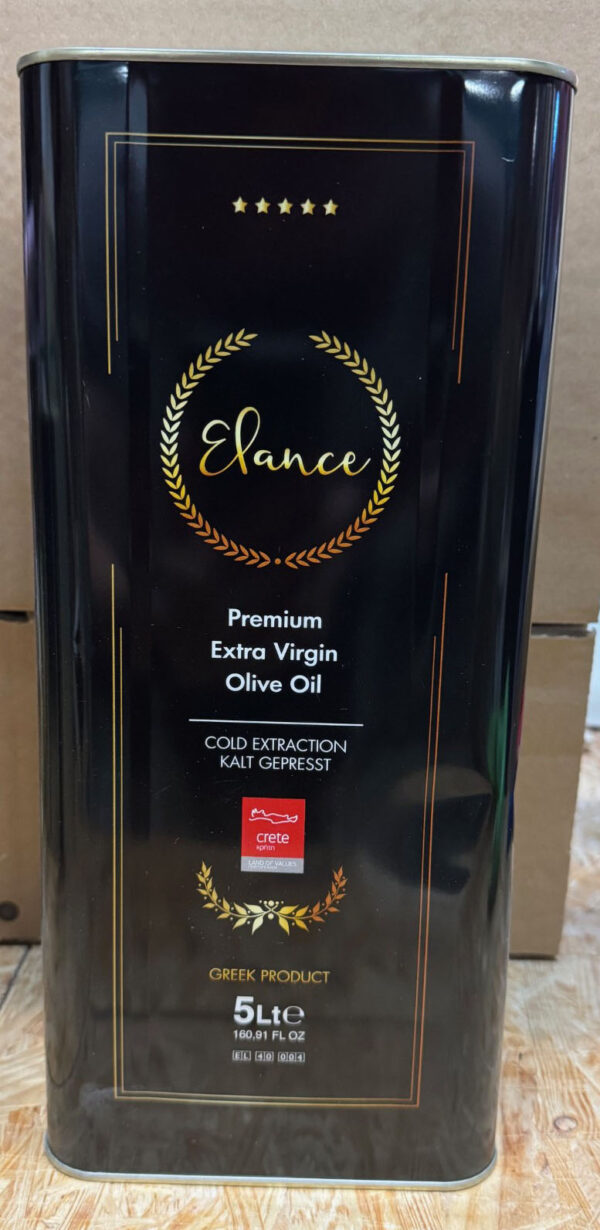 Olivenöl Elance 5 Liter Extra Nativ Premium – geringer Säuregehalt – Neue Ernte 2024/25 – Direkt aus Kreta, Griechenland – Erste-Güteklasse – 100% Handverlesen – verbeult