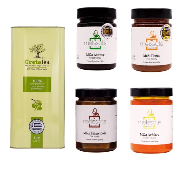 Olivenöl 5 Liter Bio – Extra Nativ aus Kreta, Griechenland – Cretalèa – Neue Ernte, erste Güteklasse + 1x Honig nach Wahl
