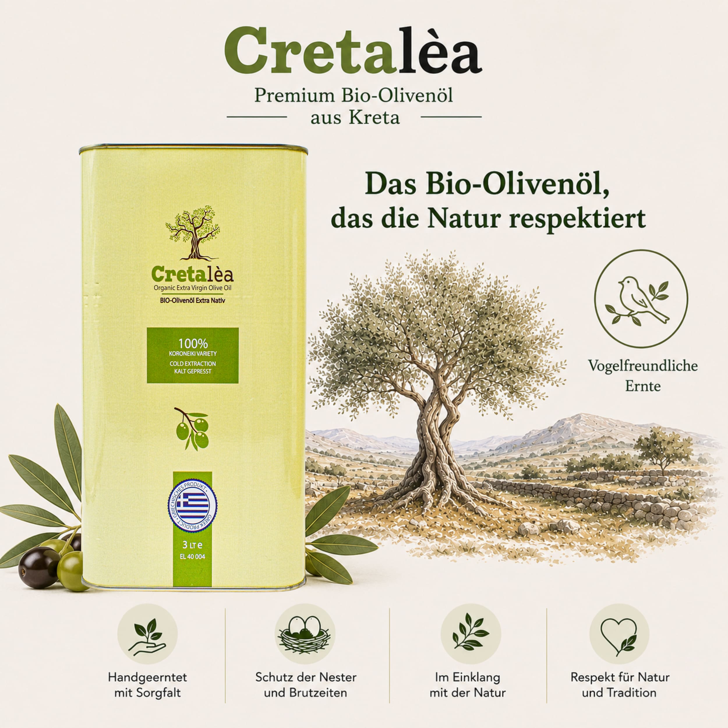 Olivenöl Extra Nativ BIO aus Kreta, Griechenland 3L-Kanister - Cretalea – Bild 5