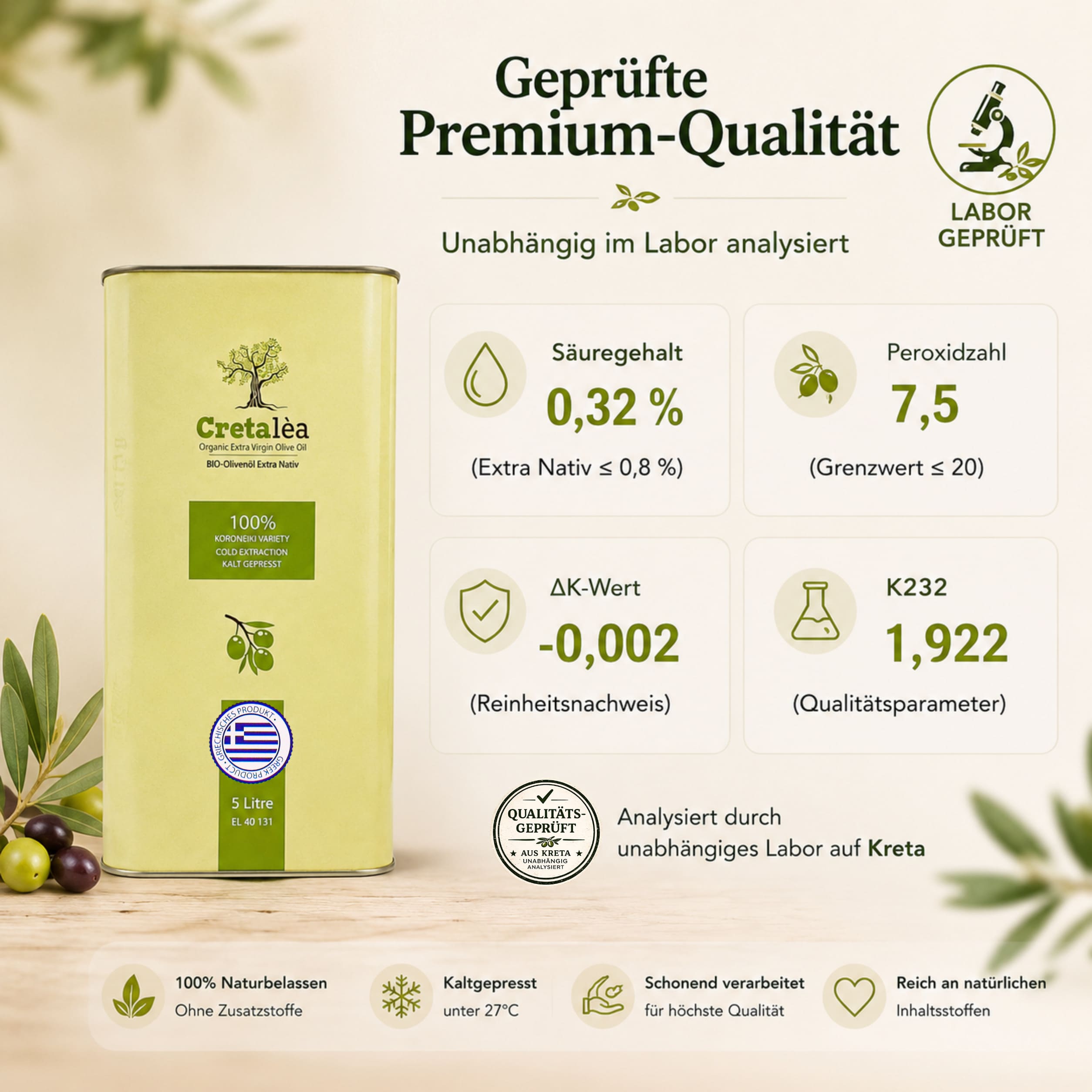 Olivenöl 5 Liter Bio - Extra Nativ aus Kreta, Griechenland - Cretalèa - Neue Ernte, erste Güteklasse + 1x Honig nach Wahl – Bild 7