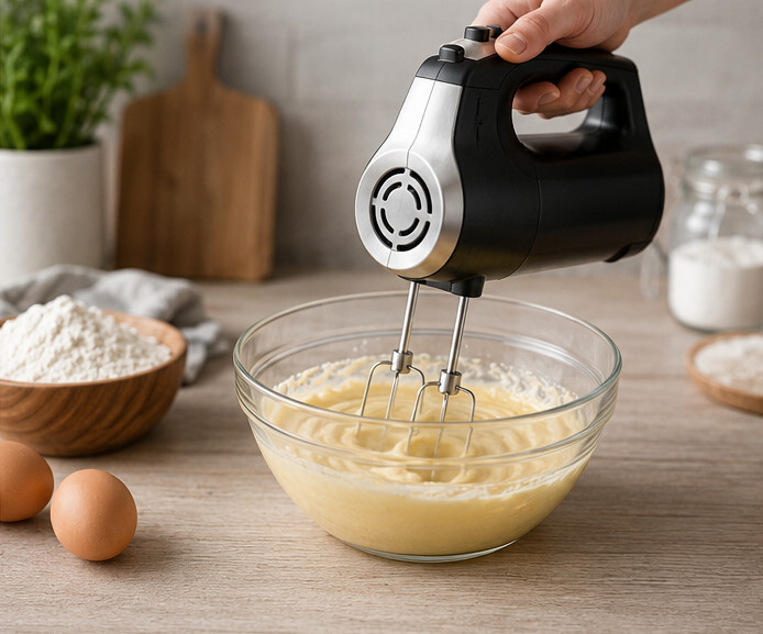 Handmixer beim Teig rühren