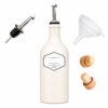 Steinzeug Ölflasche Weiß 500 ml mit Edelstahl Ausgießer – Keramik Ölspender für Olivenöl, Essig & Dressing