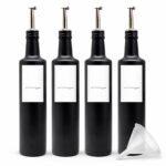 Essig und Ölflaschen Set 4x 500ml Schwarz-Matt mit Edelstahl Ausgießer