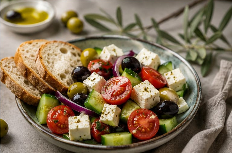 Mediterrane Ernährung mit Olivenöl