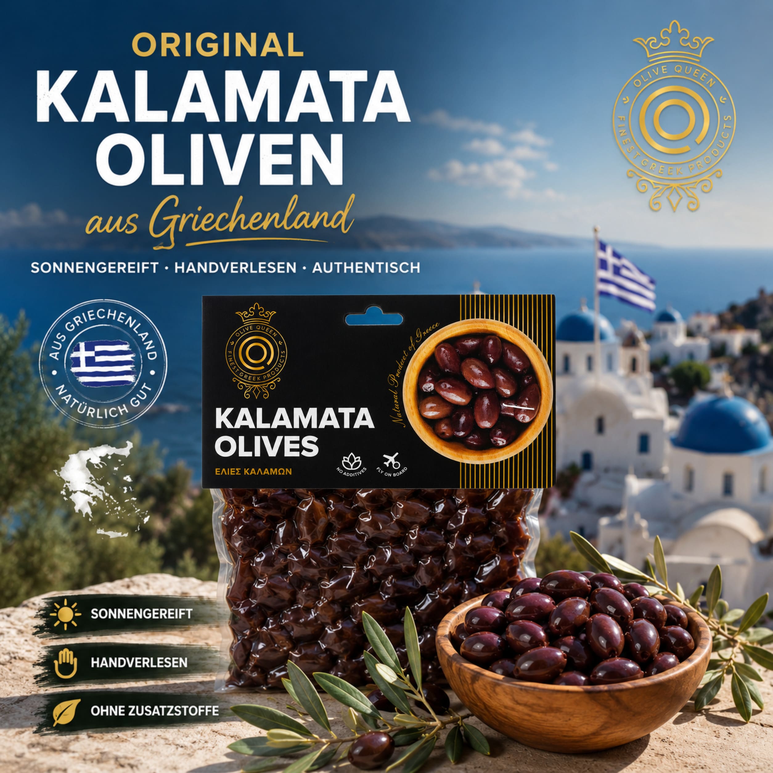 Kalamata Oliven mit Stein aus Griechenland – 250 g – Bild 2