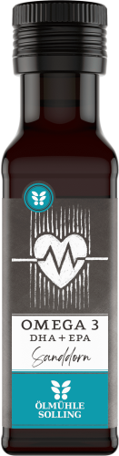 Omega 3 Öl Lein & Sanddorn mit DHA + EPA aus Algenöl
