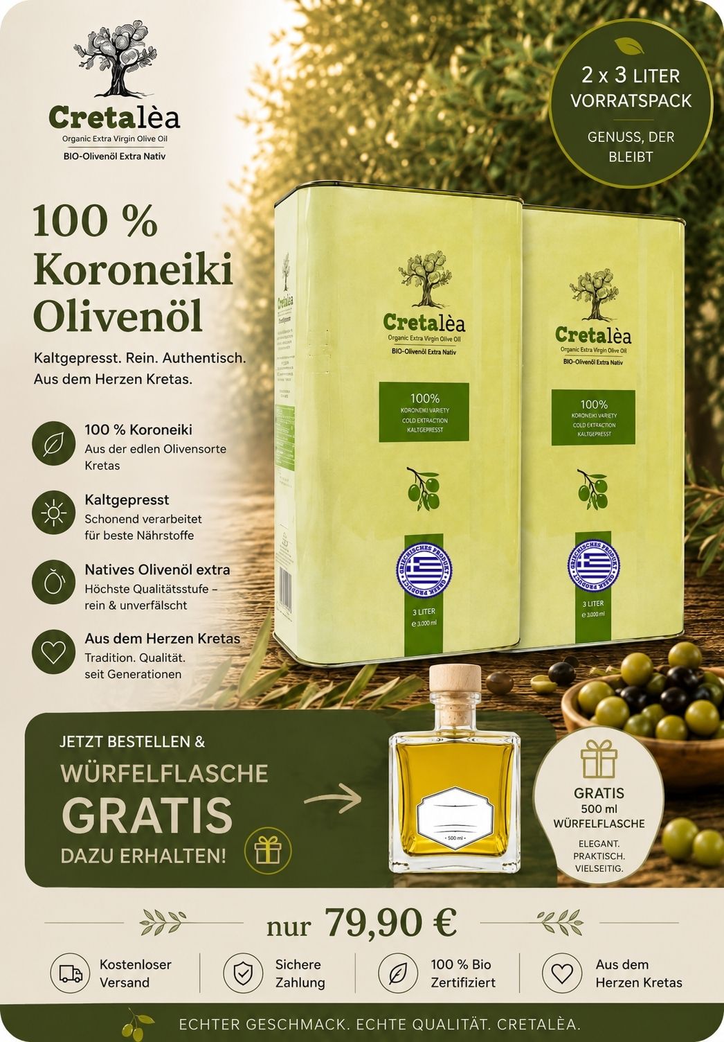 Cretalèa Bio Olivenöl 2x3L Angebot