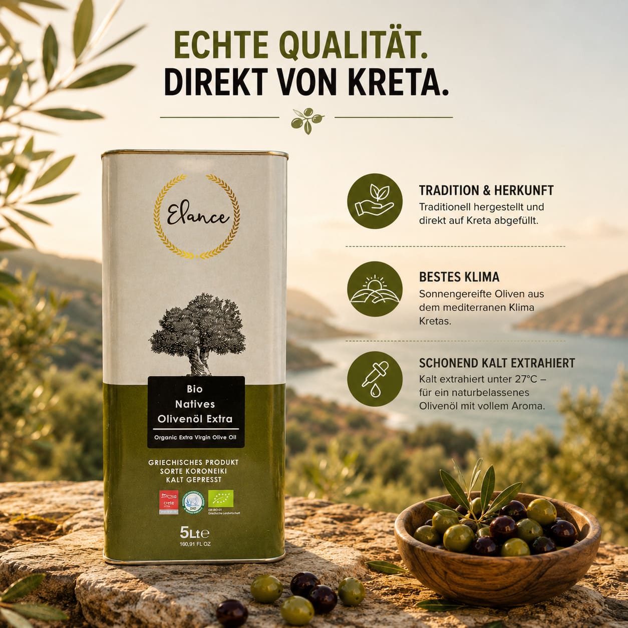 Elance Bio-Olivenöl – 2 × 5 Liter Vorteilspaket – Bild 3