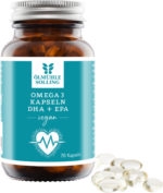 Omega 3 Kapseln mit DHA + EPA aus Algenöl – 70 vegane Kapseln
