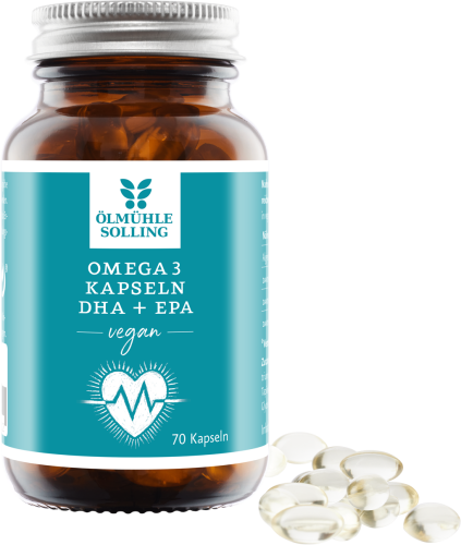Omega 3 Kapseln mit DHA + EPA aus Algenöl – 70 vegane Kapseln