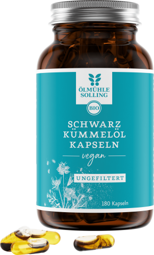 Bio Schwarzkümmelölkapseln ungefiltert – 180 vegane Kapseln
