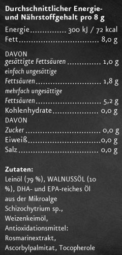 Omega 3 Öl Lein & Walnuss mit DHA + EPA aus Algenöl – Bild 3