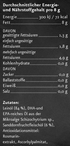 Omega 3 Öl Lein & Sanddorn mit DHA + EPA aus Algenöl – Bild 3