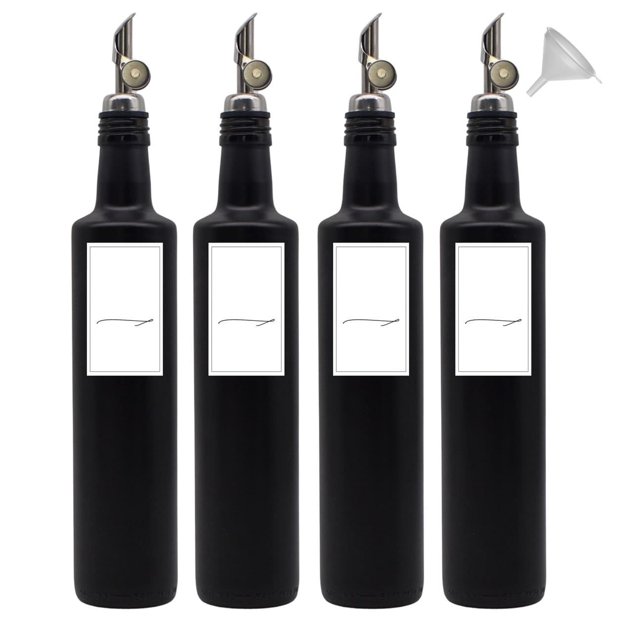 Essig und Ölflaschen Set 4x 500ml Schwarz-Matt mit Free-Flow-Ausgießer