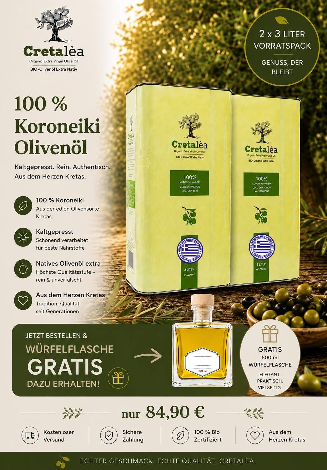 Cretalèa Bio Olivenöl 2x3L Angebot