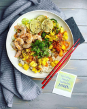 Reis Bowl mit Garnelen