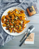 Kürbis mit Feta und Schinken