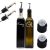 Essig Öl Flaschen Set - 2x Edelstahl-Ausgießer - 2x Deckel in schwarz - 500 ml in Farbe der Schrift Shimmer-Gold
